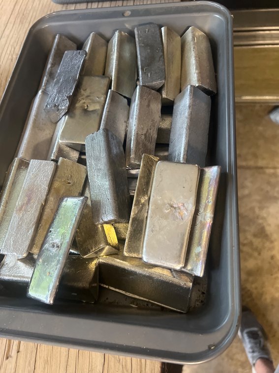Tray of Approximately 30 Pounds of Lead Weight Bars