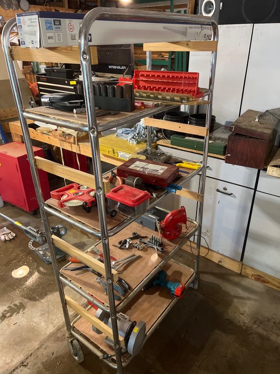 Metal Rolling Utility Cart with Tools and Accessories