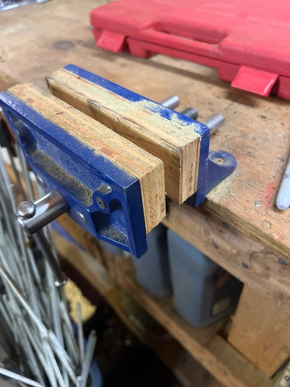 Small Bench Vise with Wooden Jaw Inserts