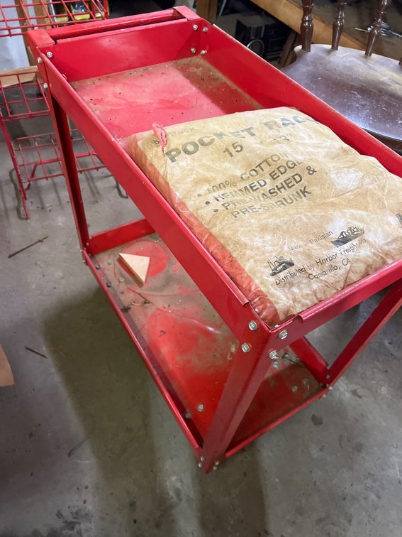 Red Metal Utility Cart With Two Shelves