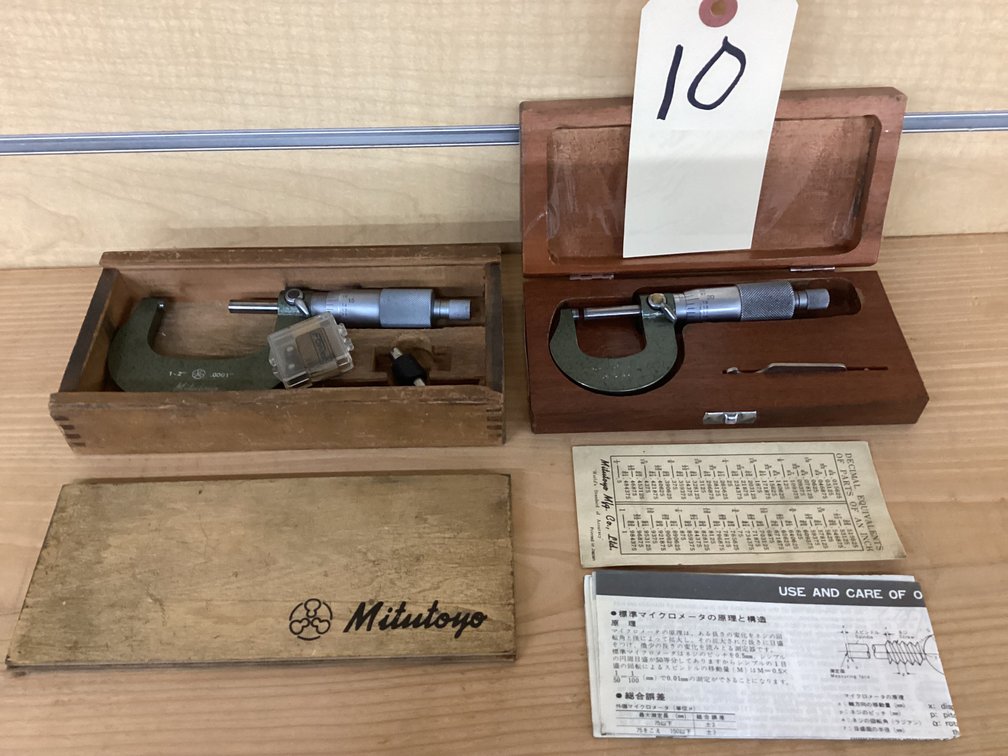 (2) Mitutoyo micrometers: 0-1” and 1” -2”.