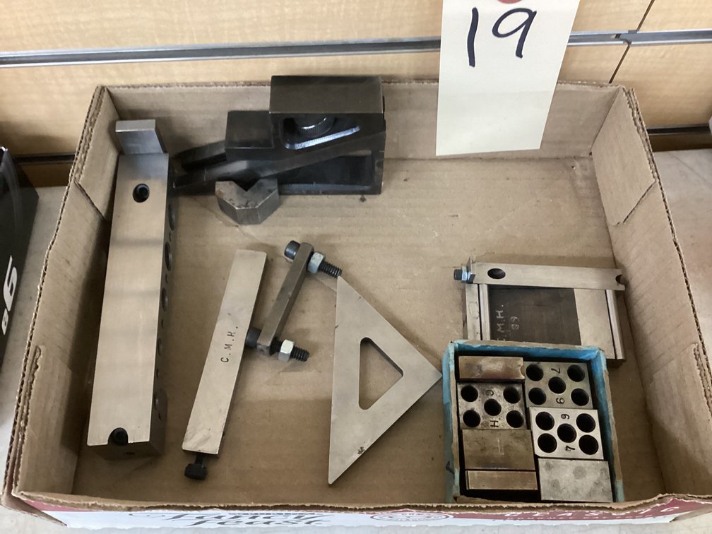 Box lot sine bar, angle gauge, misc.