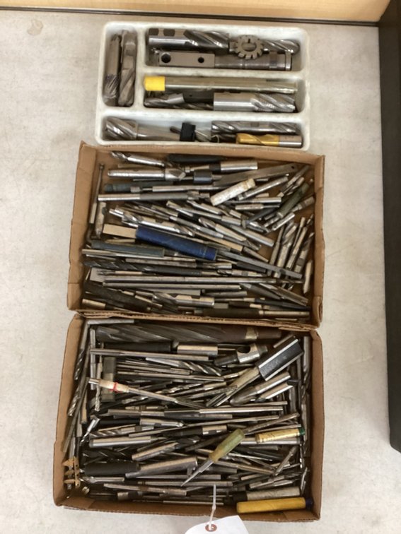 (3) Boxes of end mills and cutters.