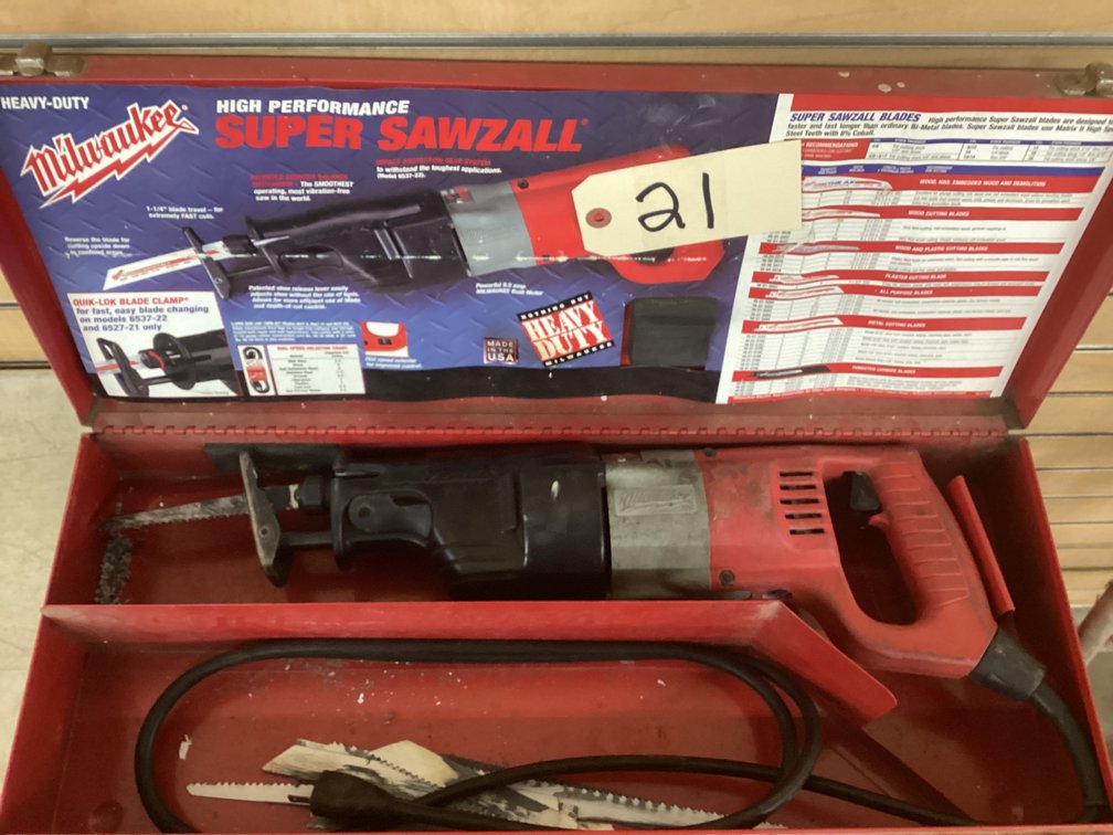 Milwaukee HP Super Sawzall with case.