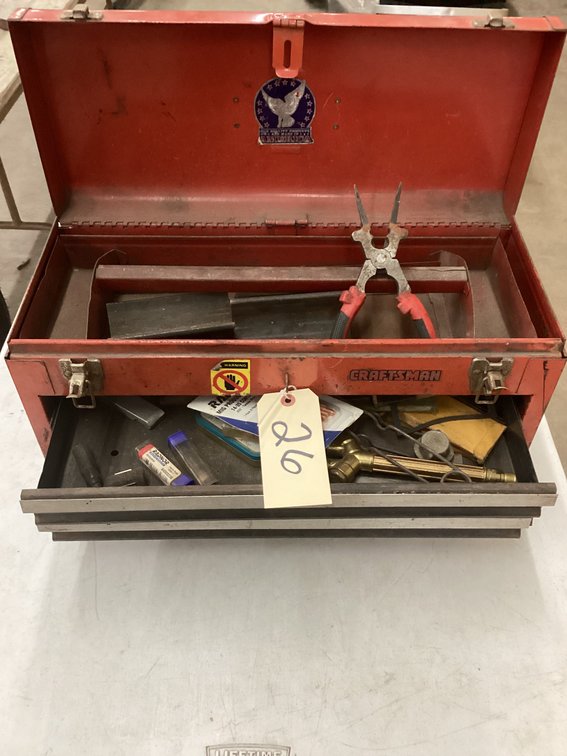 Craftsman tool box with misc. welding tips.