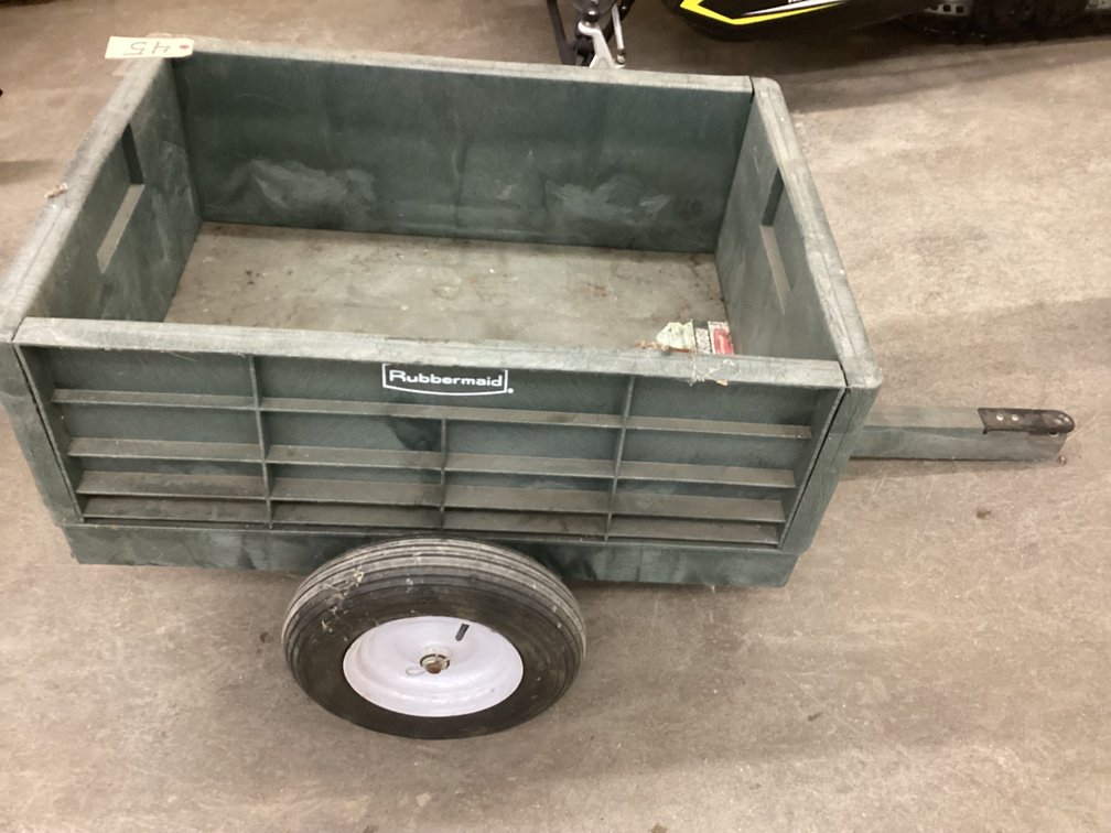 Rubbermaid Roughneck tilt lawn trailer.