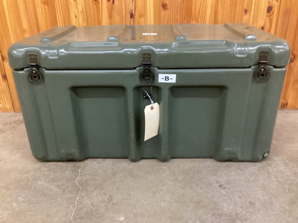 Hardigg Heavy Duty Plastic foot locker.
