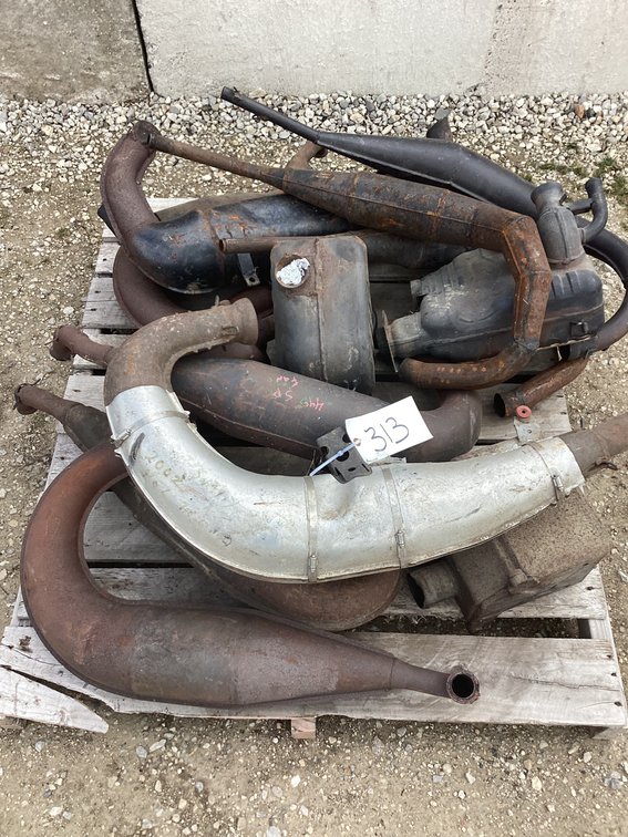 Skid of exhaust components.