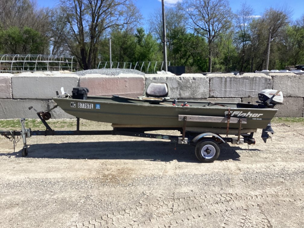 Fisher 12-32 fishing boat, 6hp Evinerude, bill of sale.