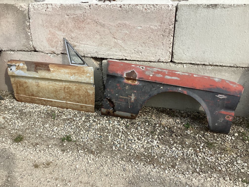 Two front fenders, one door, and one rear fender for Mustang