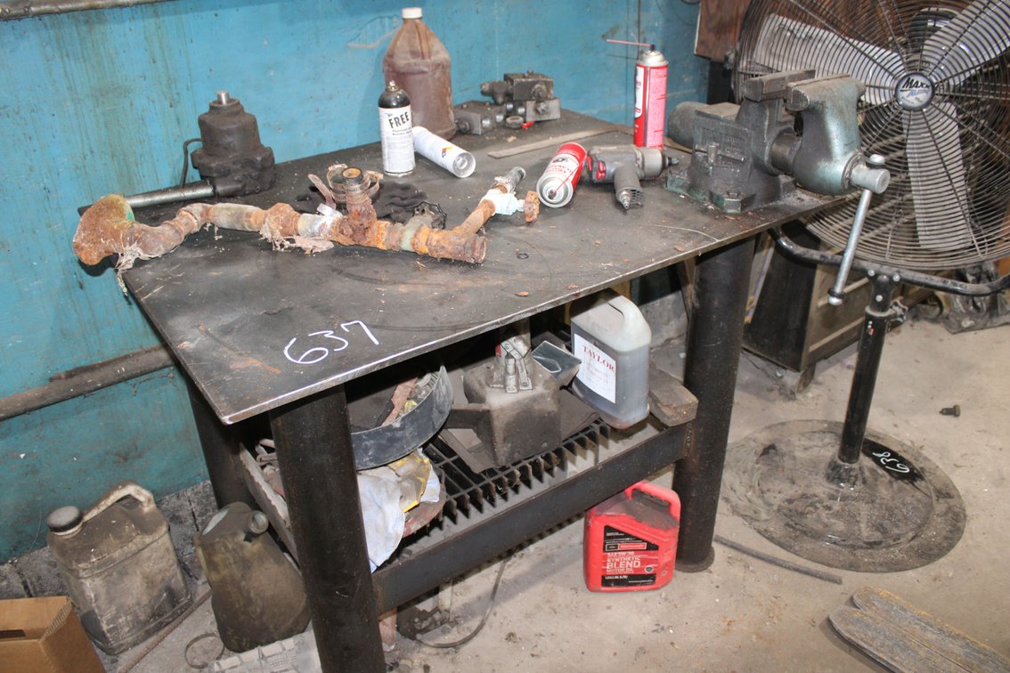 Welding Table, Vise & contents