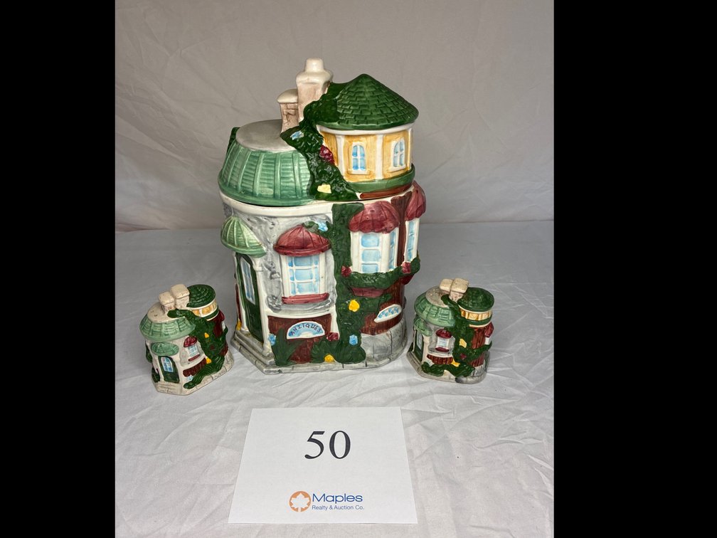 Decorative Cookie Jar and Salt and Pepper Shaker Set