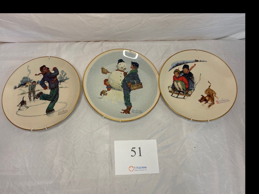 Winter Themed Norman Rockwell Plates