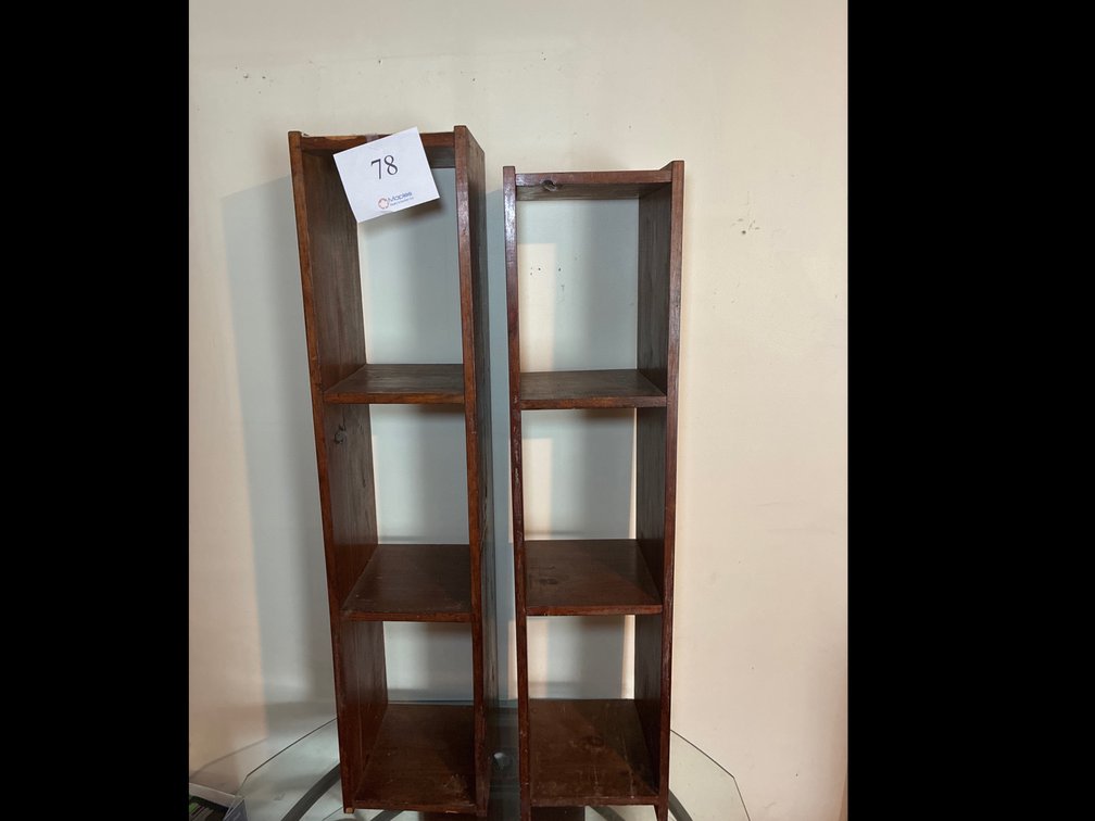 2x Wooden Bookcases 11x11x50 11x11x47