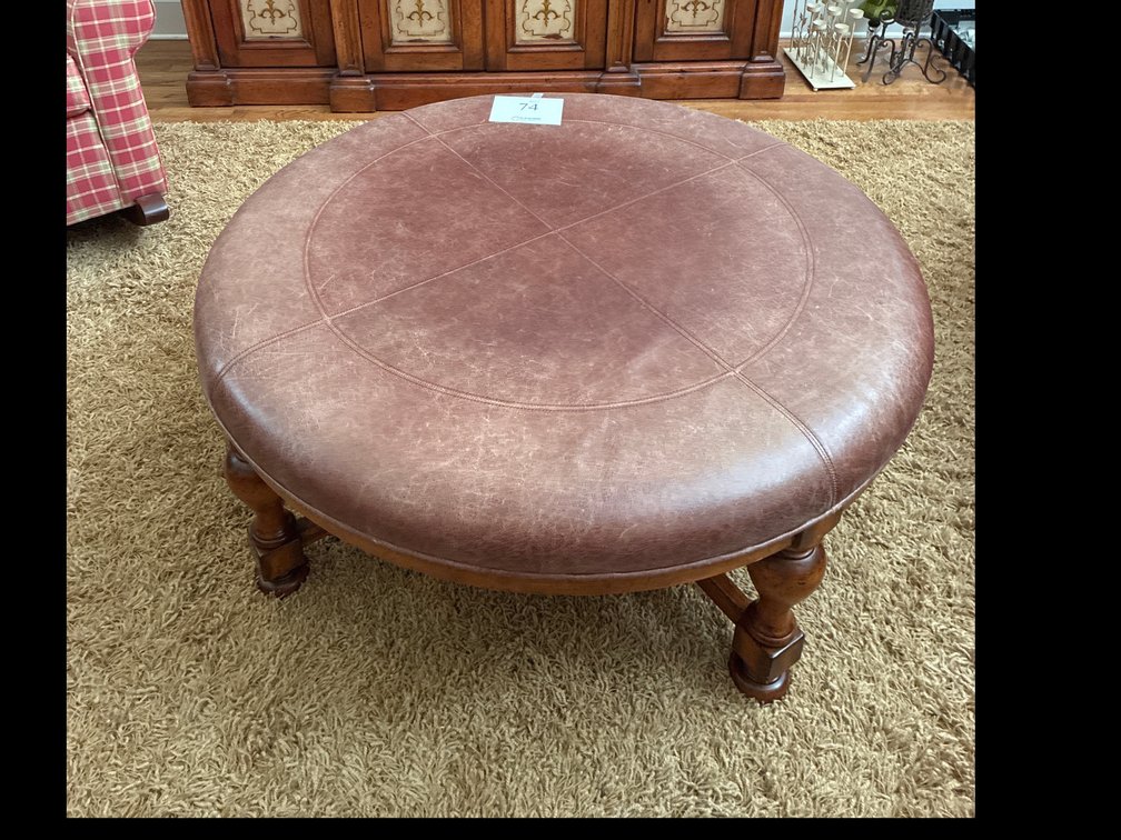 Round Leather Cocktail Table from Spintz with Underneath Tray