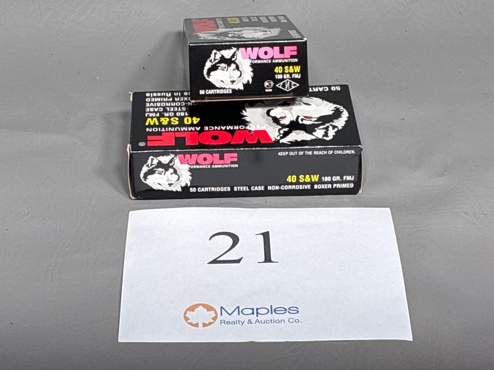 100x Rounds Wolf 40 S&W 180 Grain FMJ