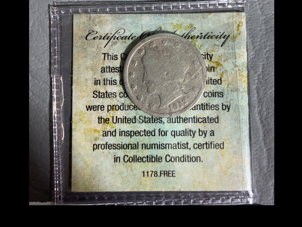 Liberty Head Nickel Philadelphia Mint w Certificate of Authenticity