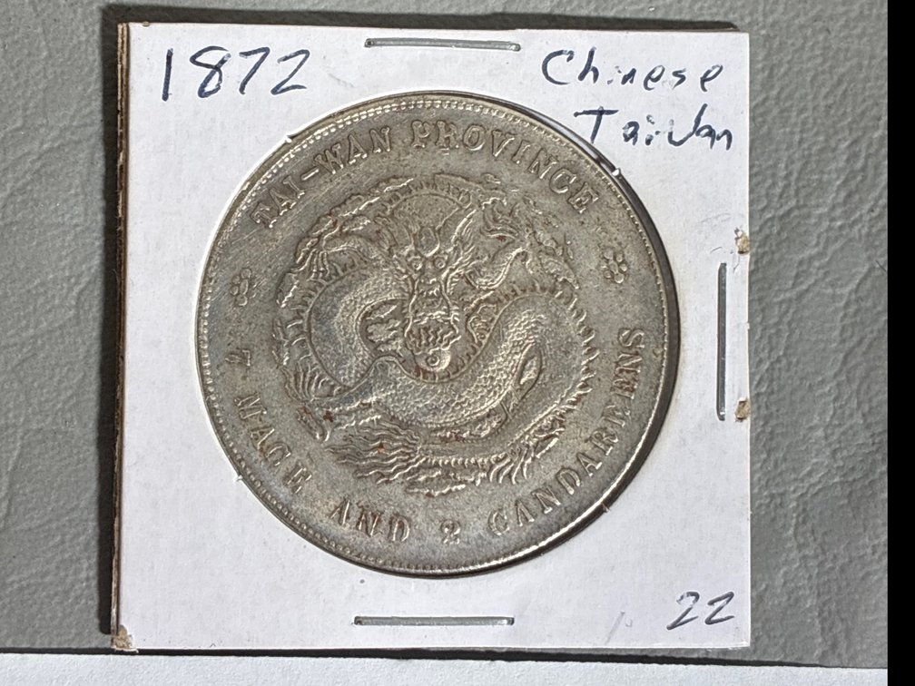1872 Chinese Taiwan Silver Dollar