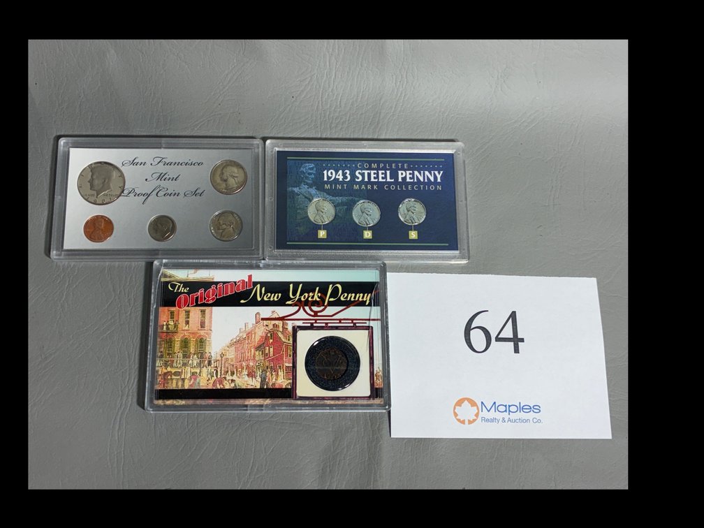 San Fransisco Mint Proof Set, Original New York Penny, 1943 Steel Penny Collection