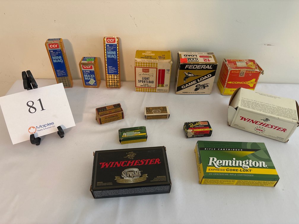VARIETY OF AMMUNITION ( SOME BOXES OPENED AND NOT FULL)