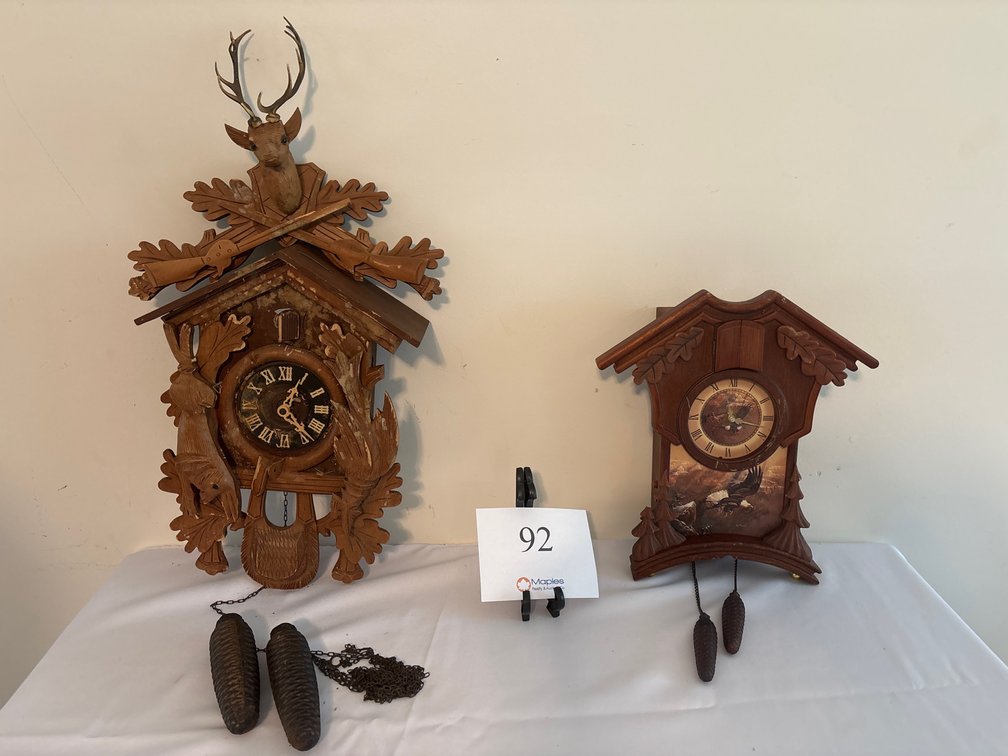 TWO CUCKOO CLOCKS ( BOTH NEED WORK)