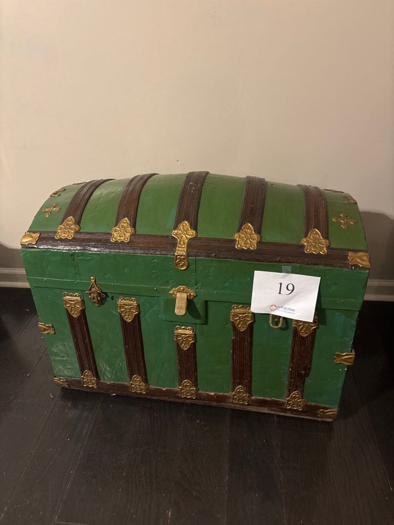 Antique Green Steamer Trunk