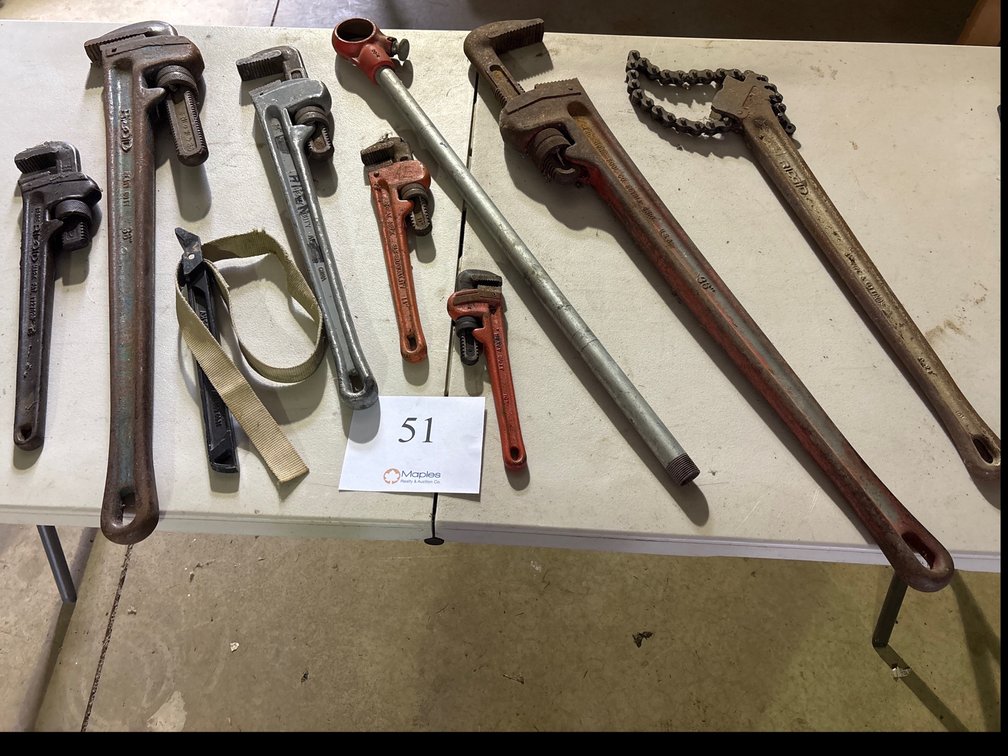 VARIETY OF PIPE WRENCHES