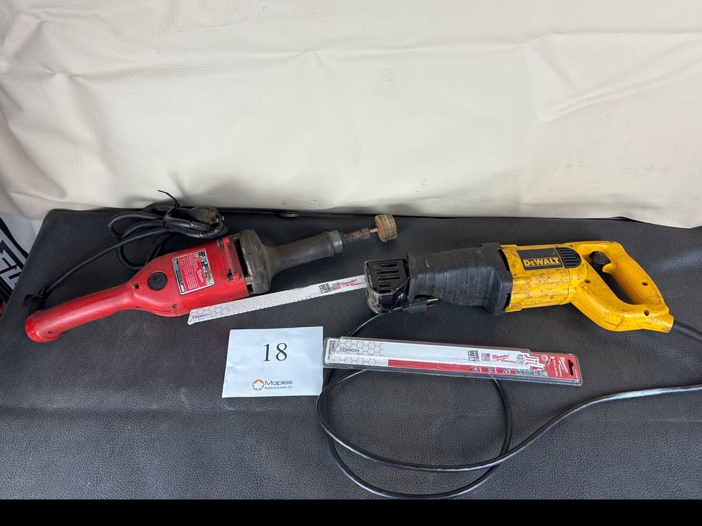 Milwaukee Heavy Duty Die Grinder, Dewalt Sawzall with Blades