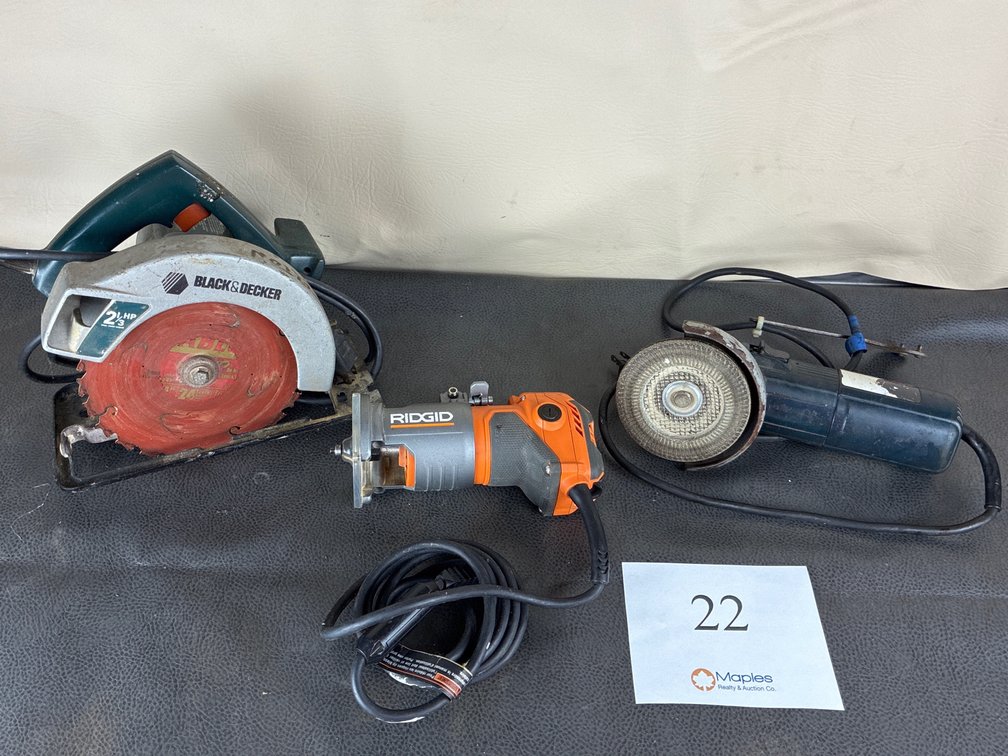 Corded Power Tools, Black& Decker Skillsaw, Grinder, Rigid Router