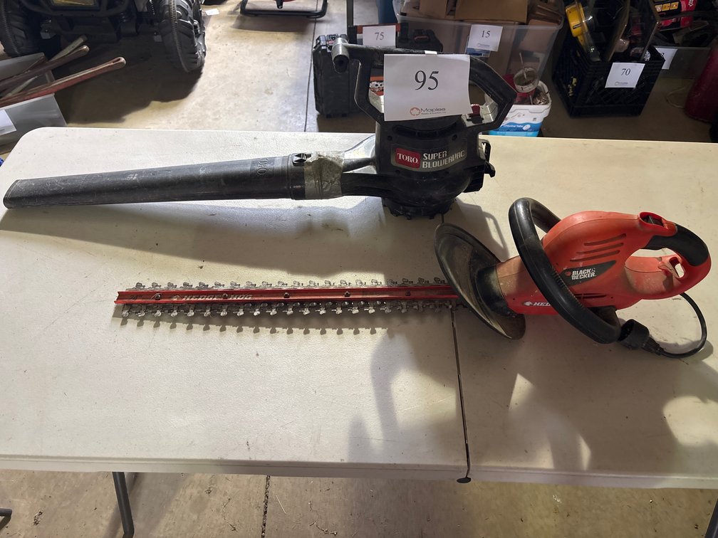 TORO SUPER BLOWERVAC AND BLACK & DECKER HEDGE TRIMMERS
