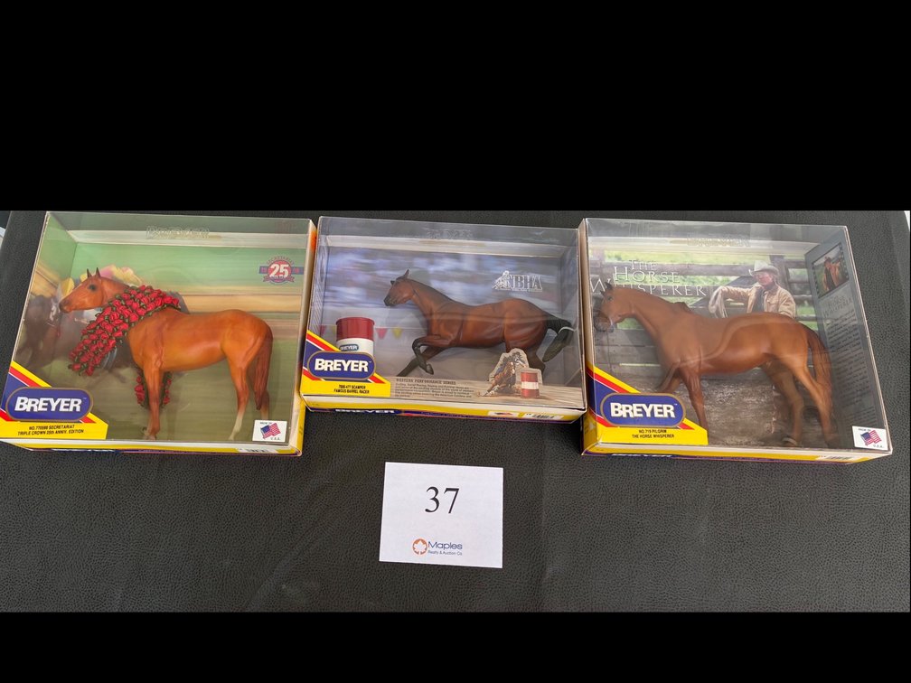 Collectible Breyer Horses, Secretariat Triple Crown 25th, Scamper Barrel Racer, Pilgrim