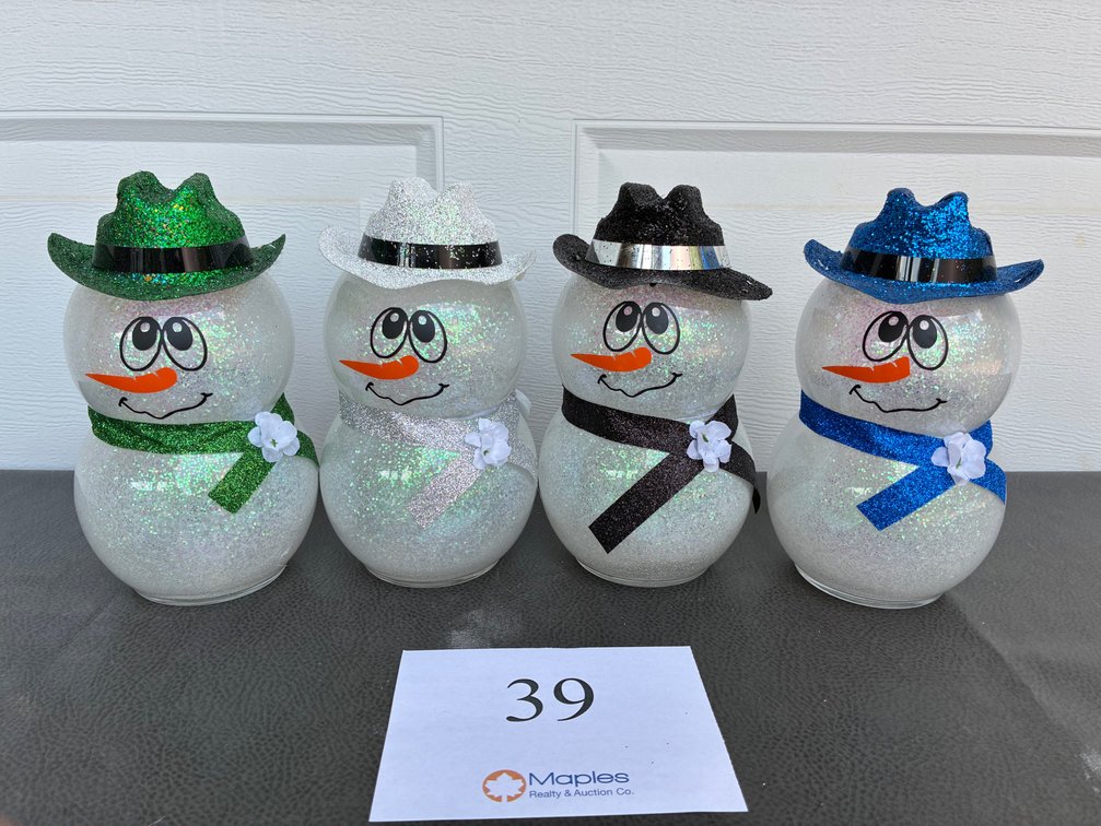 Glass Snowman Statues