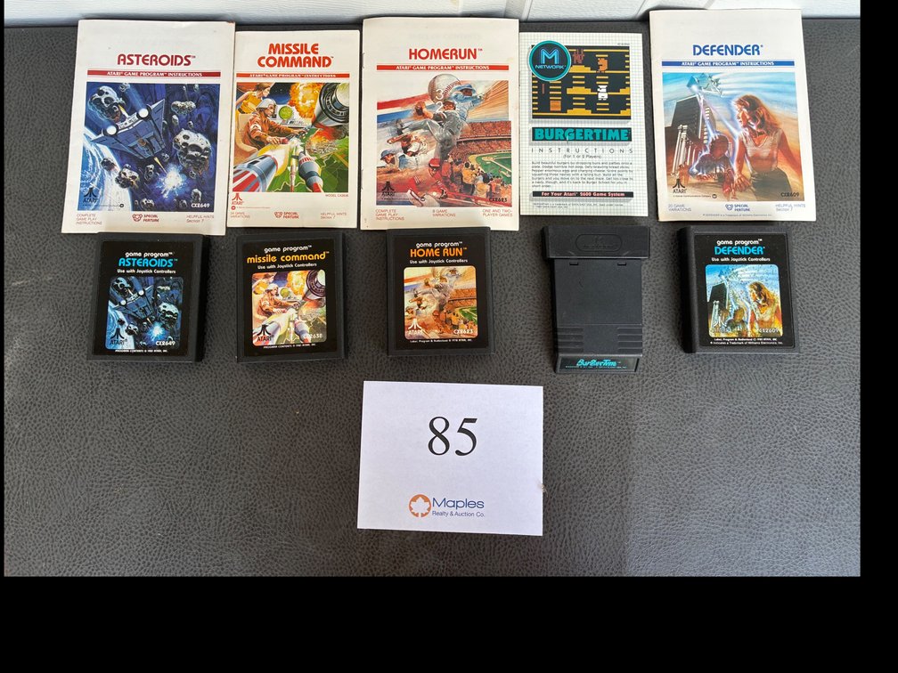 Atari Video Games Asteroids, Missile Command, Homerun, Defender, Burgertime