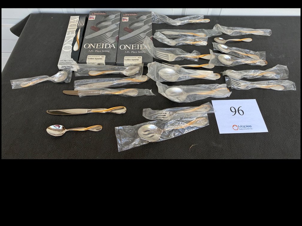 Oneida Golden Aquarius Knives, Forks, Spoons