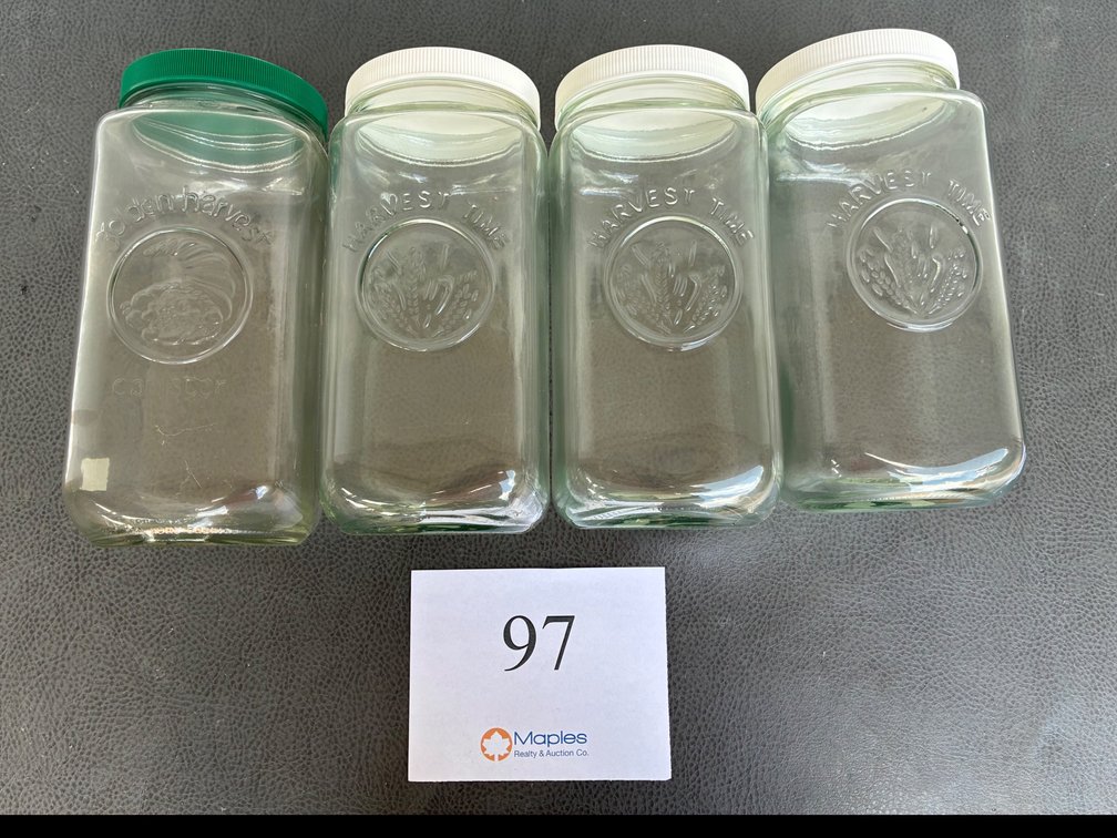 (4) Glass Harvest Time Canisters