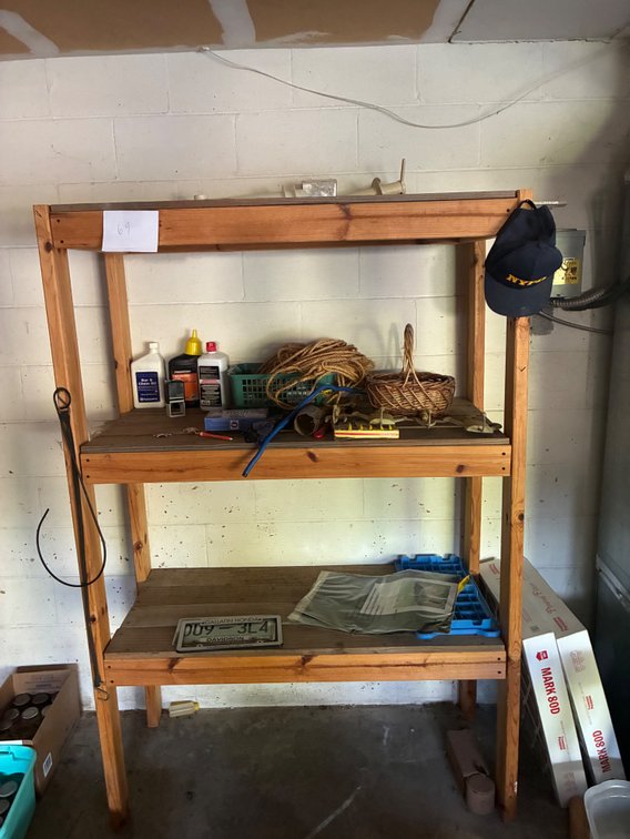Wooden Shop Shelf with Contents 50x22x74