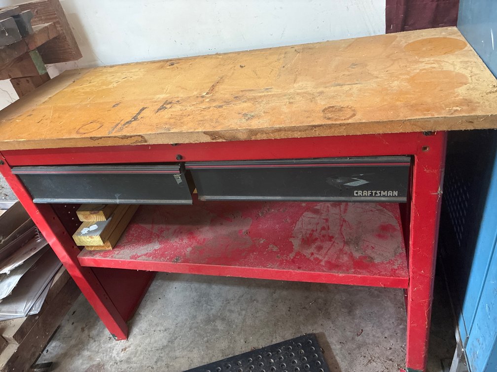 Metal Craftsman Work Table Wooden Top