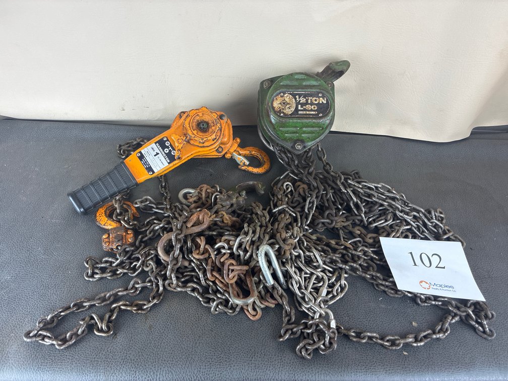 Harrington Lever Chain Hoist, Jet L-80 Chain Hoist with Chains