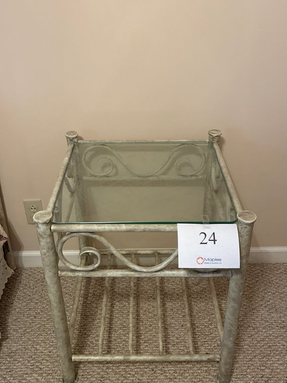 Side Table with Glass Top 20x20x24