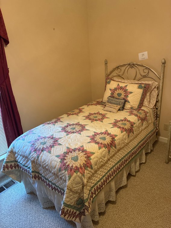 Twin Bed Frame with Mattress & Bedding
