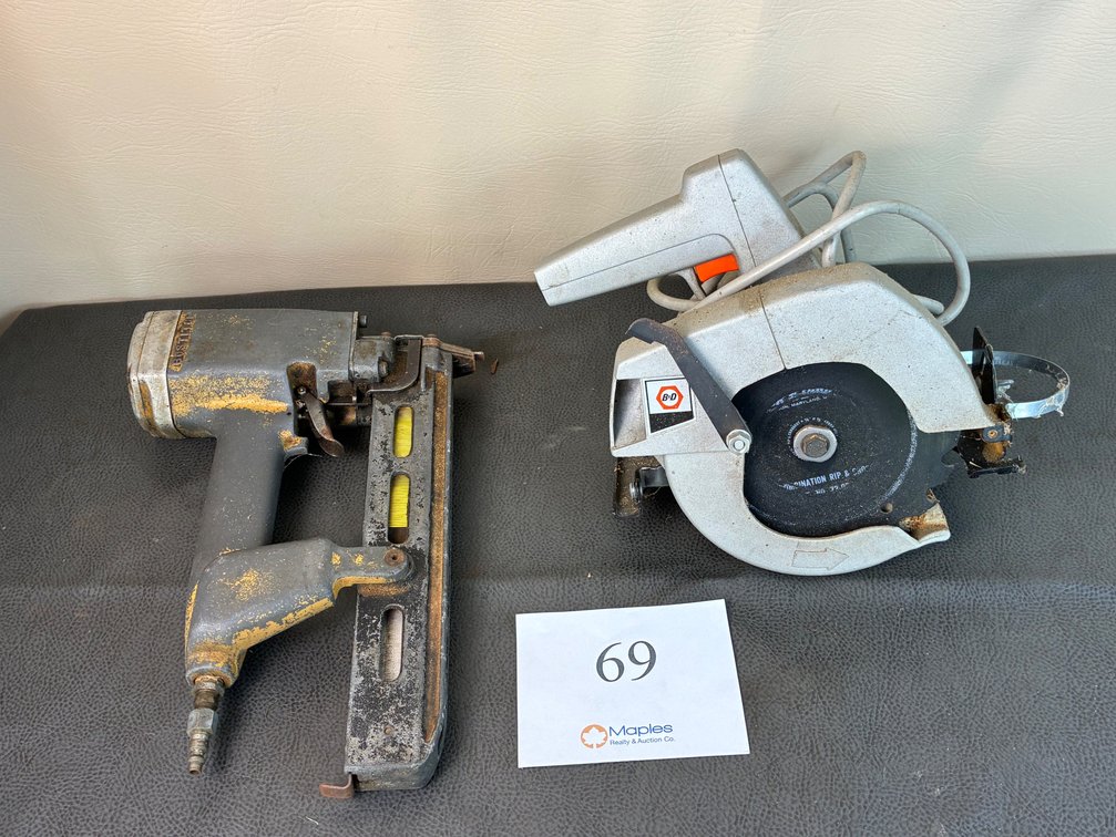 BOSTITCH Pneumatic Staple Gun, Black and Decker Circular Saw