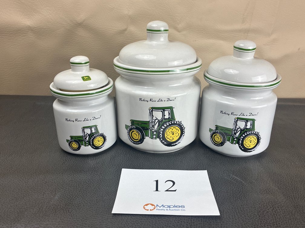 (3) JOHN Deere Ceramic Canisters