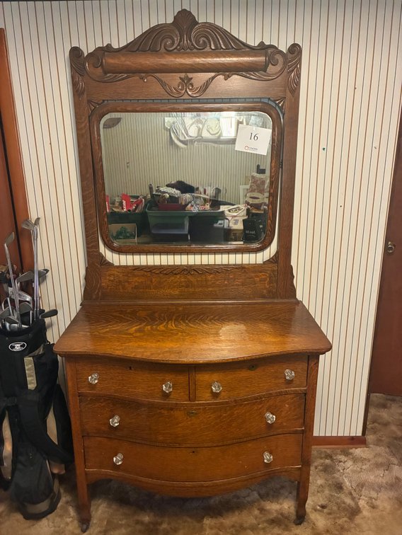 Wooden Dresser with Mirror 42”x22”x83”