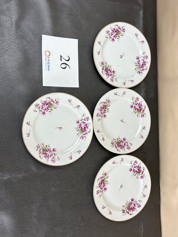 (4) Floral Sheffield Plates