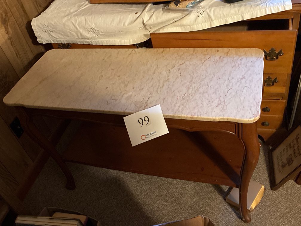 Marble  Top End Table 40”x16”x27”