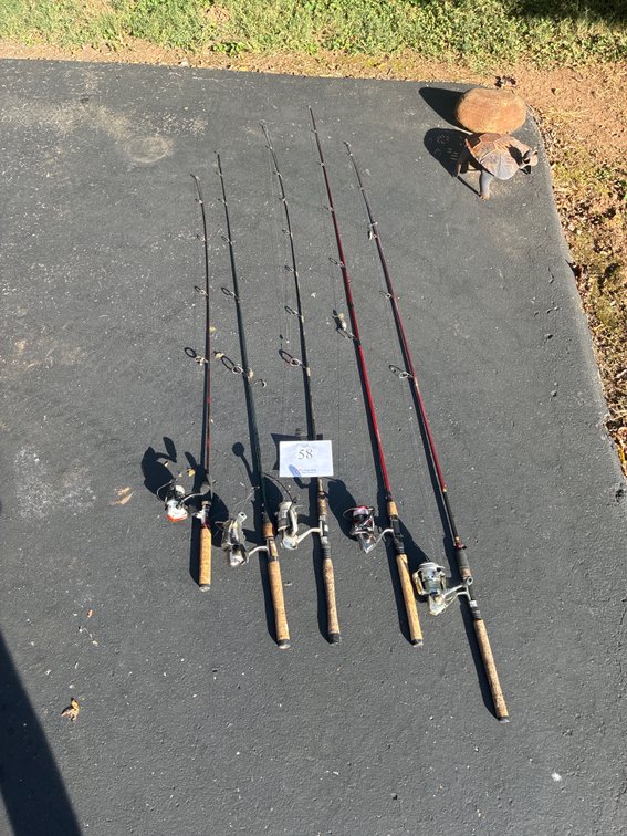 (5) Fishing Poles Rod and Reel Combo Spinning Reels