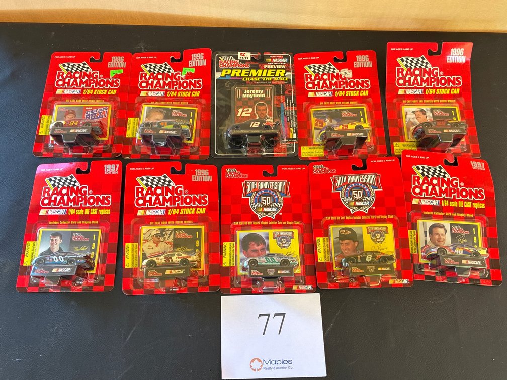 (10) Racing Champions 1:64 die Cast Nascar Cars and Cards