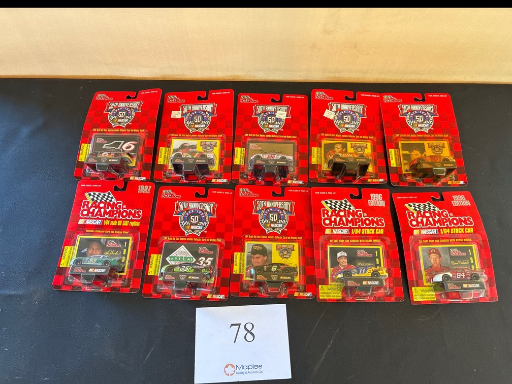 (10) Racing Champions 1:64 die Cast Nascar Cars and Cards
