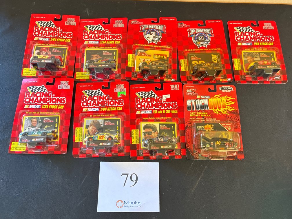 (9) Racing Champions 1:64 die Cast Nascar Cars and Cards