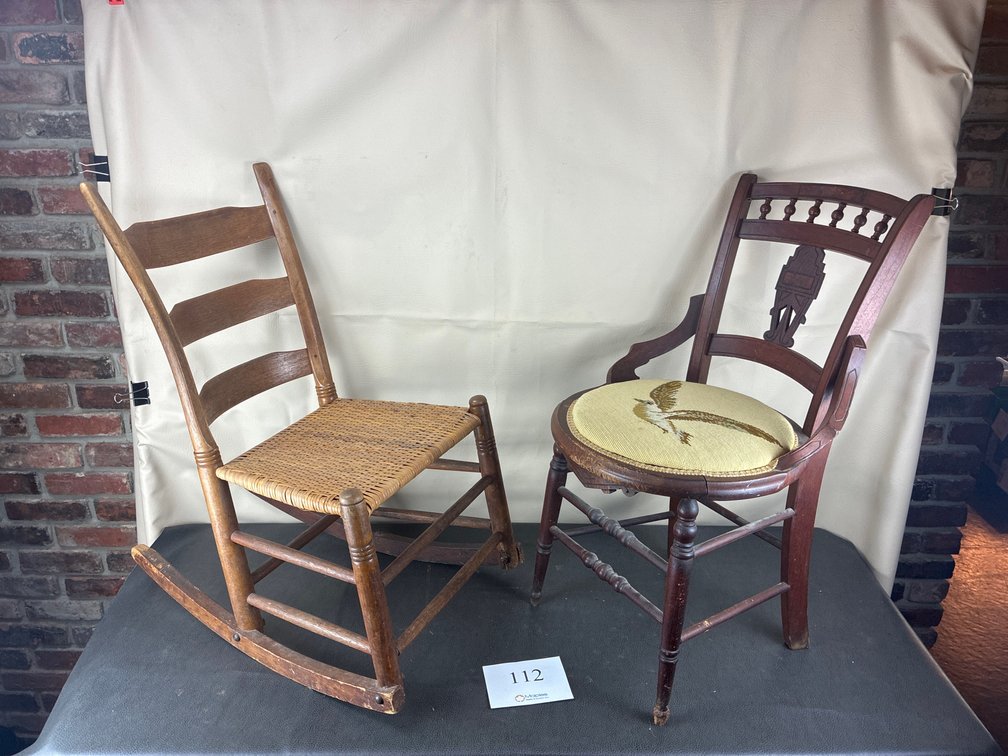 (2) Wooden/Wicker Chairs